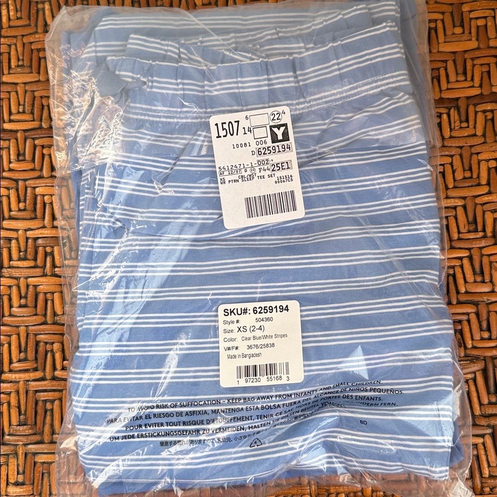 Land’s End Pink and White Striped Pajama Set in Petite XS 2-4 - Picture 2 of 5